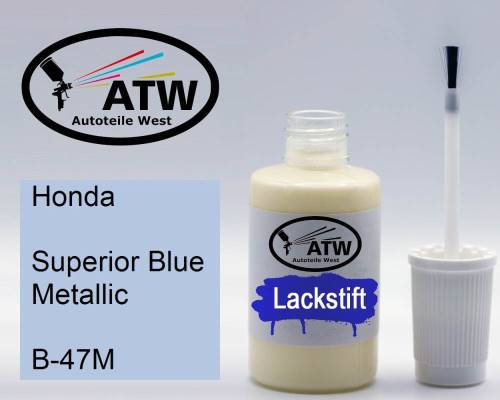 Honda, Superior Blue Metallic, B-47M: 20ml Lackstift, von ATW Autoteile West.